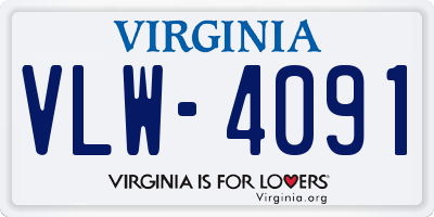 VA license plate VLW4091