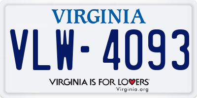 VA license plate VLW4093