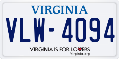 VA license plate VLW4094