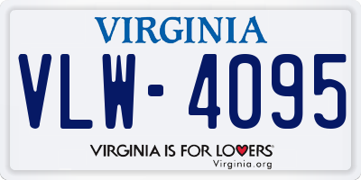 VA license plate VLW4095