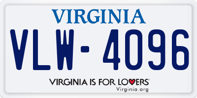 VA license plate VLW4096