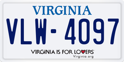 VA license plate VLW4097