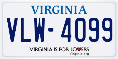 VA license plate VLW4099