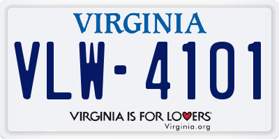 VA license plate VLW4101