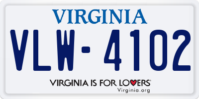 VA license plate VLW4102