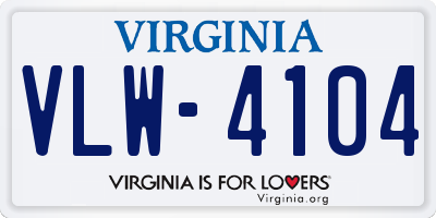 VA license plate VLW4104