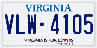 VA license plate VLW4105