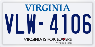 VA license plate VLW4106