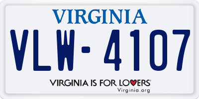 VA license plate VLW4107