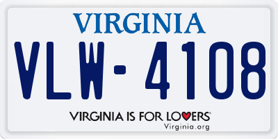 VA license plate VLW4108