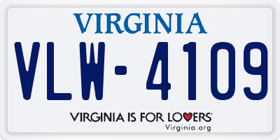 VA license plate VLW4109