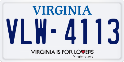 VA license plate VLW4113