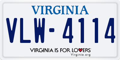 VA license plate VLW4114