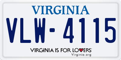 VA license plate VLW4115