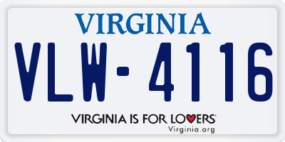 VA license plate VLW4116