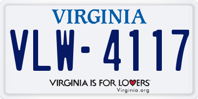 VA license plate VLW4117