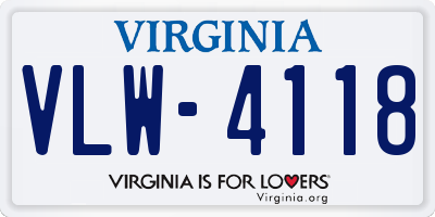 VA license plate VLW4118