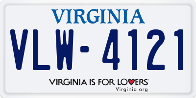 VA license plate VLW4121