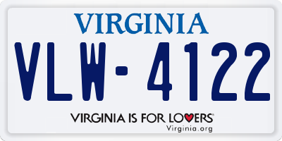 VA license plate VLW4122