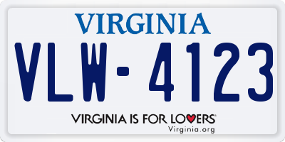 VA license plate VLW4123