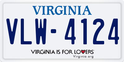 VA license plate VLW4124