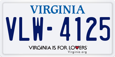 VA license plate VLW4125