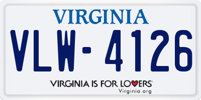 VA license plate VLW4126