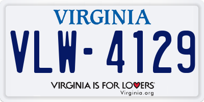 VA license plate VLW4129