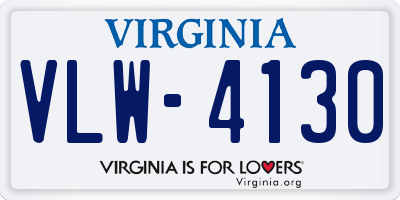 VA license plate VLW4130