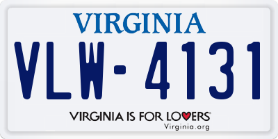 VA license plate VLW4131