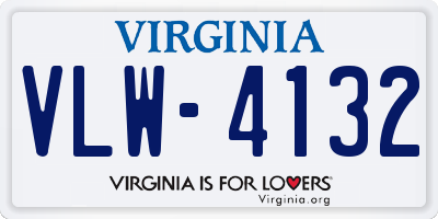 VA license plate VLW4132