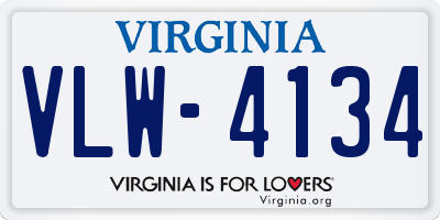 VA license plate VLW4134