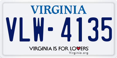 VA license plate VLW4135