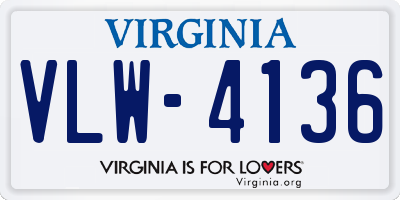 VA license plate VLW4136