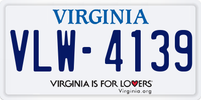 VA license plate VLW4139