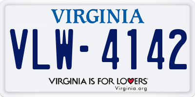 VA license plate VLW4142