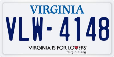 VA license plate VLW4148