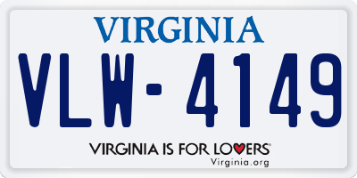 VA license plate VLW4149