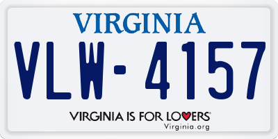 VA license plate VLW4157