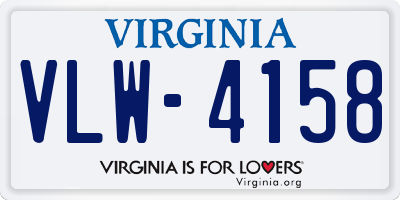 VA license plate VLW4158