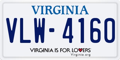 VA license plate VLW4160