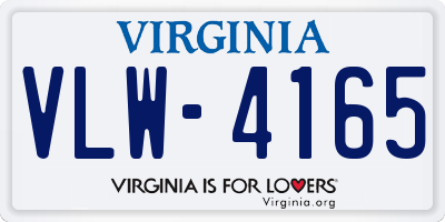 VA license plate VLW4165