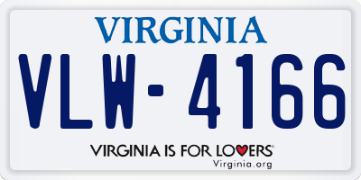 VA license plate VLW4166