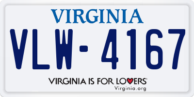 VA license plate VLW4167