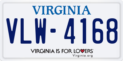 VA license plate VLW4168