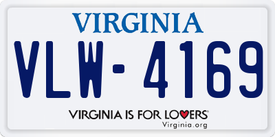 VA license plate VLW4169