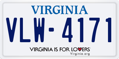 VA license plate VLW4171