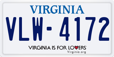 VA license plate VLW4172