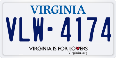 VA license plate VLW4174