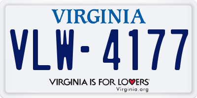 VA license plate VLW4177